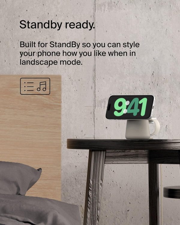 Belkin 2-in-1 MagSafe Wireless Charging Dock 15W Fast Charge iPhone Charger Compatible with iPhone 16, 15, 14, and 13 Series, AirPods, and Other MagSafe Enabled Devices, Includes Power Supply - Sand - Image 3