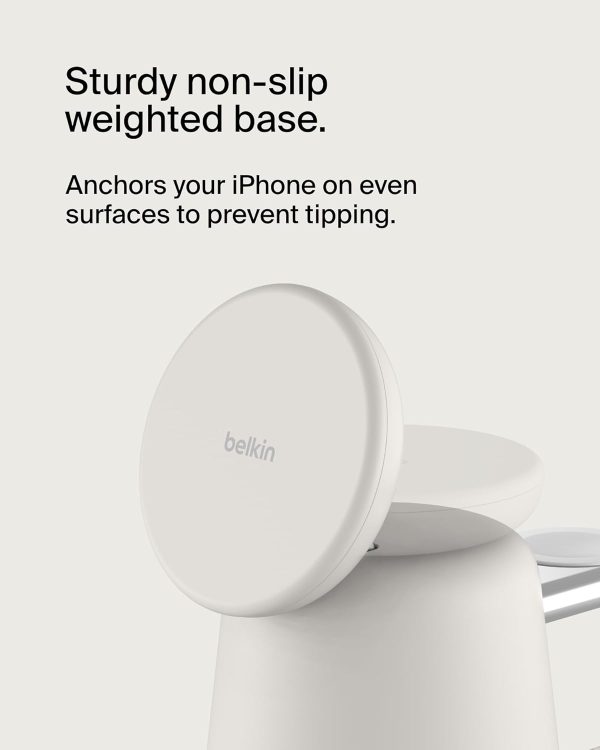 Belkin 2-in-1 MagSafe Wireless Charging Dock 15W Fast Charge iPhone Charger Compatible with iPhone 16, 15, 14, and 13 Series, AirPods, and Other MagSafe Enabled Devices, Includes Power Supply - Sand - Image 4
