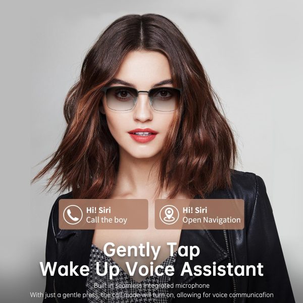 Bluetooth Audio Smart Glasses, Blue Light Glasses for Women Men, Remote Shooting, Open Ear Sound Mic & Speakers, Magnetic Charging, Color-Changing Polarized Sunglasses Lenses, Voice Assistant（GS06S) - Image 3