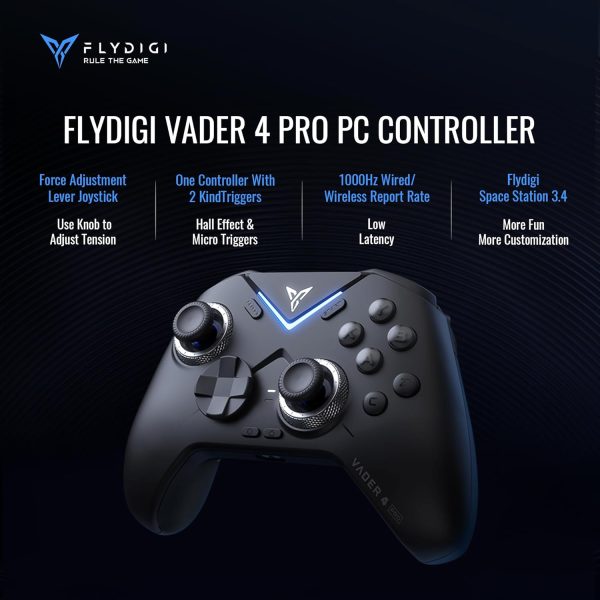 FLYDIGI Vader 4 Pro PC Controller Force Adjustment Lever Joystick Hall & Micro 2-in-1 Triggers 1000Hz Report Rate Stereo Vibration 800mAh Multi-Platform Controller for PC/NS/TV/Android/Laptop - Image 2