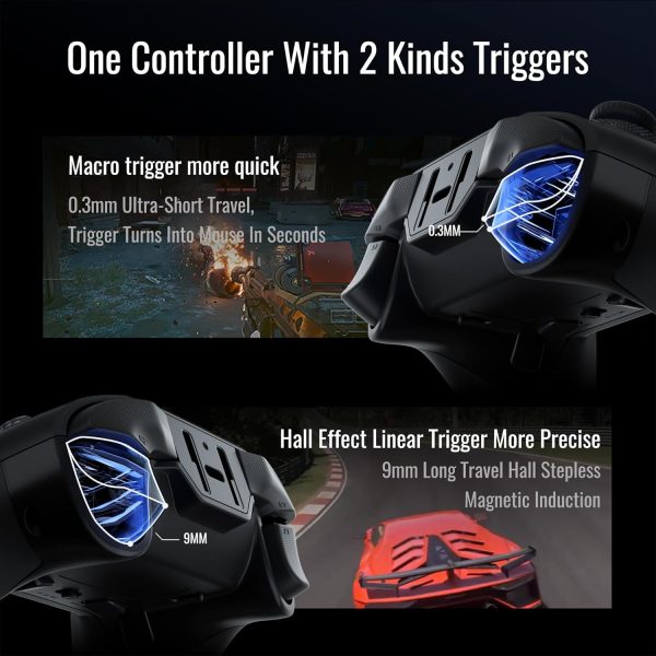 FLYDIGI Vader 4 Pro PC Controller Force Adjustment Lever Joystick Hall & Micro 2-in-1 Triggers 1000Hz Report Rate Stereo Vibration 800mAh Multi-Platform Controller for PC/NS/TV/Android/Laptop - Image 4