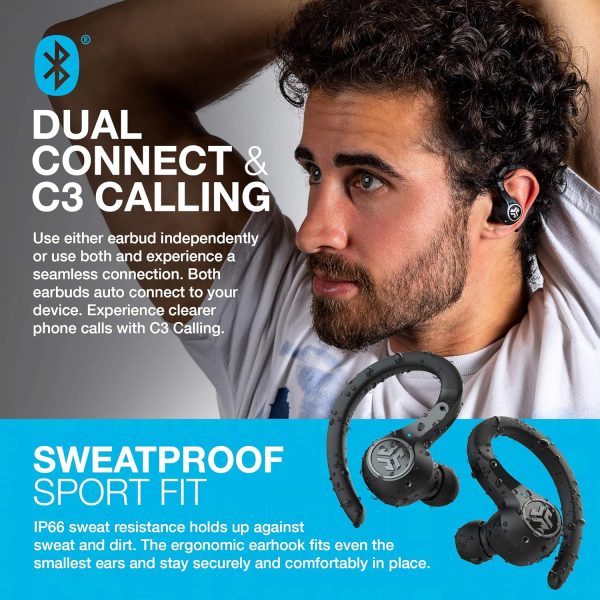 JLab Epic Air Sport ANC True Wireless Bluetooth 5 Earbuds, Headphones for Working Out, IP66 Sweatproof, 15-Hour Battery Life, 55-Hour Charging Case, Music Controls, 3 EQ Sound Settings - Image 4