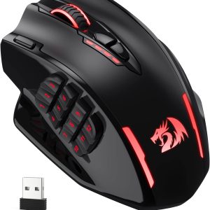 Redragon M913 Impact Elite Wireless Gaming Mouse, 16000 DPI Wired/Wireless RGB Gamer Mouse with 16 Programmable Buttons, 45 Hr Battery and Pro Optical Sensor, 12 Side Buttons MMO Mous