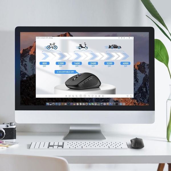 TECKNET Bluetooth Mouse, 4000DPI Wireless Mouse Bluetooth for Laptop 2-in-1(BT 5.0/3.0+2.4Ghz) Computer Mouse, Portable PC Mouse Wireless with USB Receiver for Mac, Compatible with MacBook Chromebook - Image 3