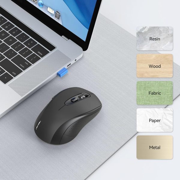 TECKNET Bluetooth Mouse, 4000DPI Wireless Mouse Bluetooth for Laptop 2-in-1(BT 5.0/3.0+2.4Ghz) Computer Mouse, Portable PC Mouse Wireless with USB Receiver for Mac, Compatible with MacBook Chromebook - Image 6