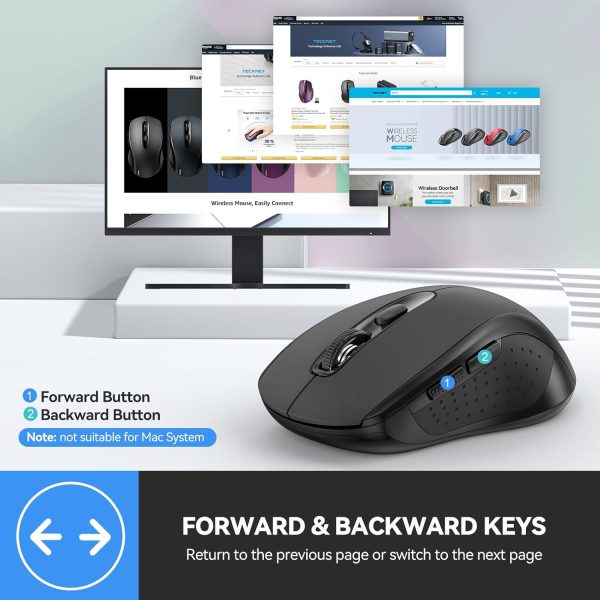TECKNET Bluetooth Mouse, 4000DPI Wireless Mouse Bluetooth for Laptop 2-in-1(BT 5.0/3.0+2.4Ghz) Computer Mouse, Portable PC Mouse Wireless with USB Receiver for Mac, Compatible with MacBook Chromebook - Image 7