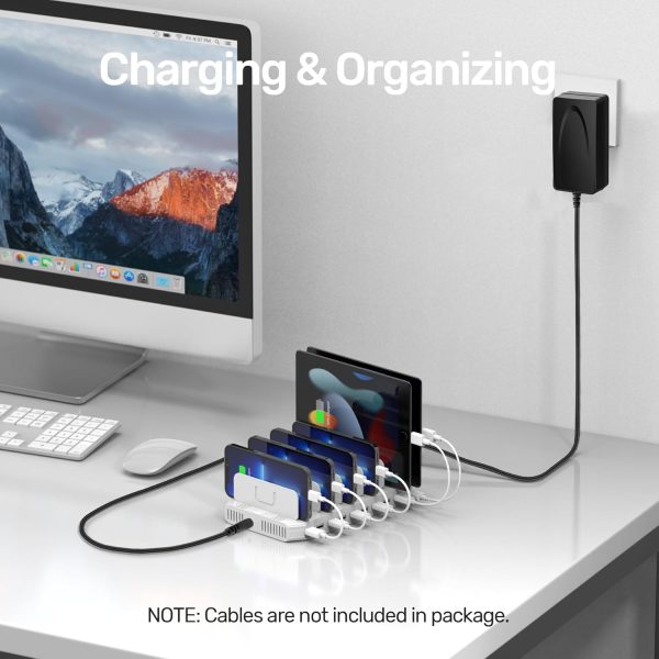 Unitek Multi Charging Station, 10-Port USB Charger for Multiple Device with SmartIC Tech and Adjustable Dividers, Organizer Stand Compatible with iPad, Tablet, Kindle, iPhone - Image 5
