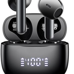 Wireless Earbuds Bluetooth 5.3 Headphones, Bluetooth Earbuds with Noise Cancelling Mic LED Display, Hi-Fi Stereo, 42H Playback, IPX7 Waterproof, Smart Touch Control, Ergonomic Design Black