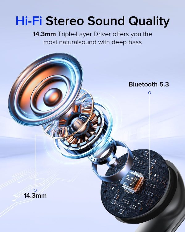 Wireless Earbuds Bluetooth 5.3 Headphones, Bluetooth Earbuds with Noise Cancelling Mic LED Display, Hi-Fi Stereo, 42H Playback, IPX7 Waterproof, Smart Touch Control, Ergonomic Design Black - Image 5